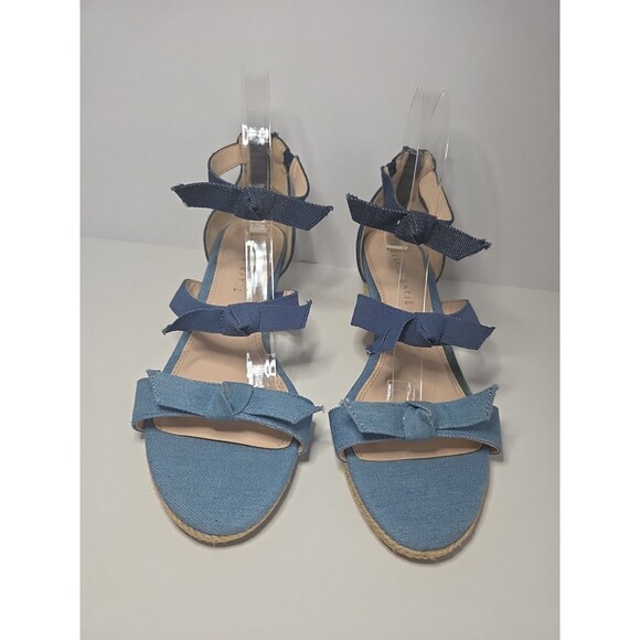 Kelly & Katie Cheribeth, Denim W Bows, Espadrilles Wedge, Zipper Detail 8.5 NWOT - Picture 2 of 11